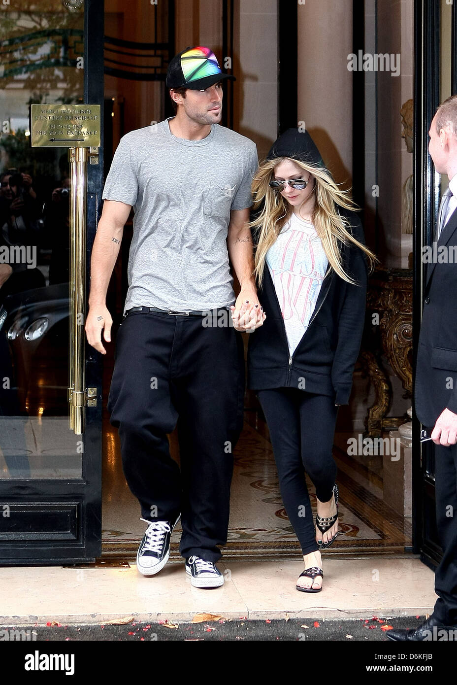 Avril Lavigne and her boyfriend Brody Jenner depart the Hotel Plaza