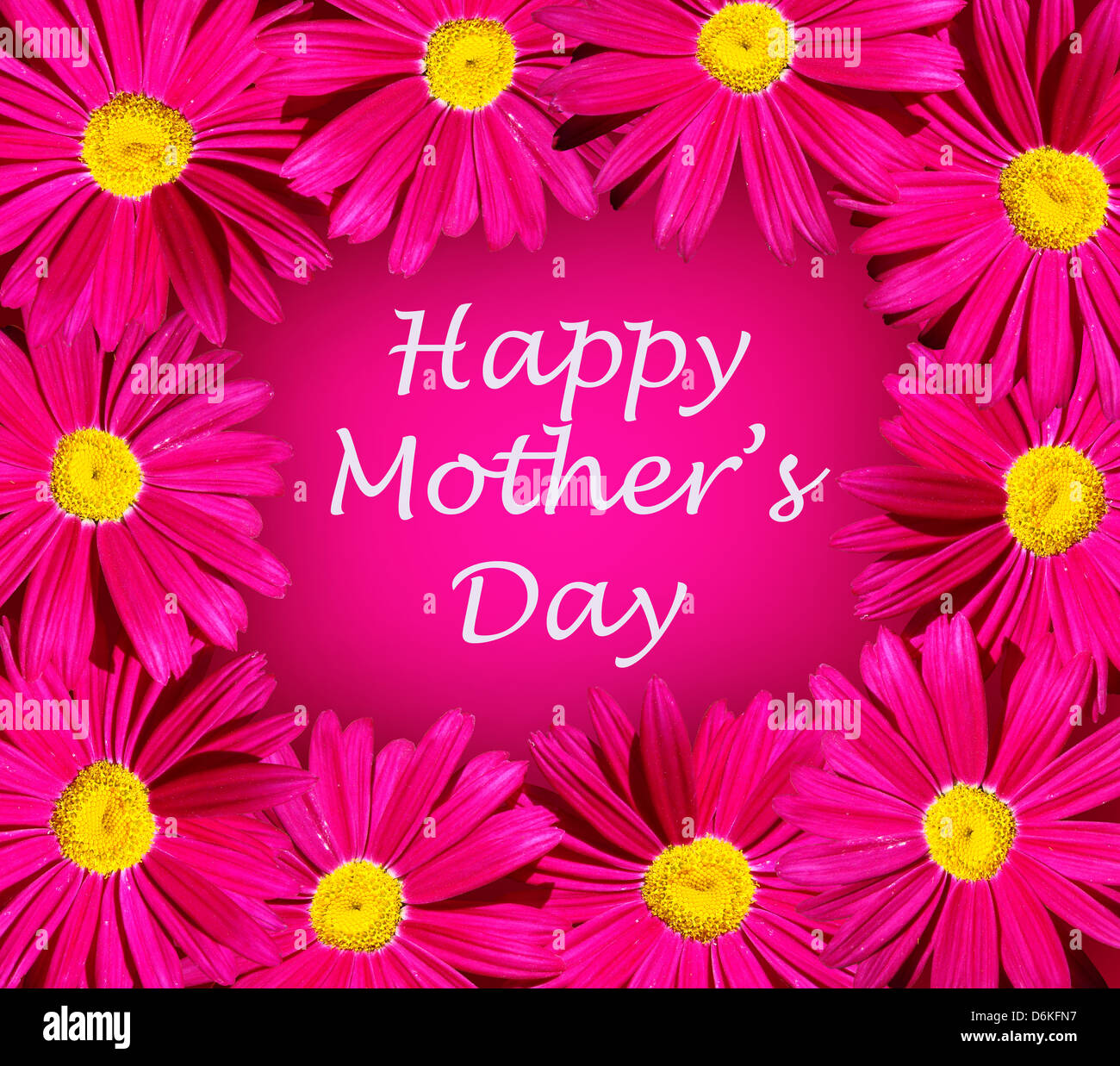 Happy mothers day card with bright pink daisy flower frame Stock Photo ...
