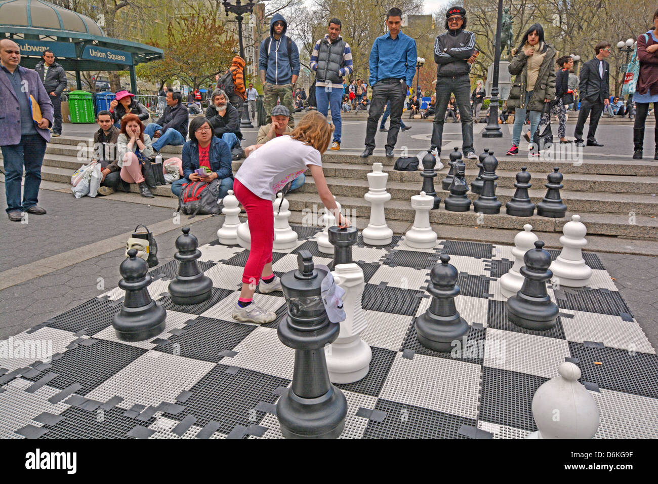 Chess game in Union Square Park in New York City played with life size  pieces Stock Photo - Alamy