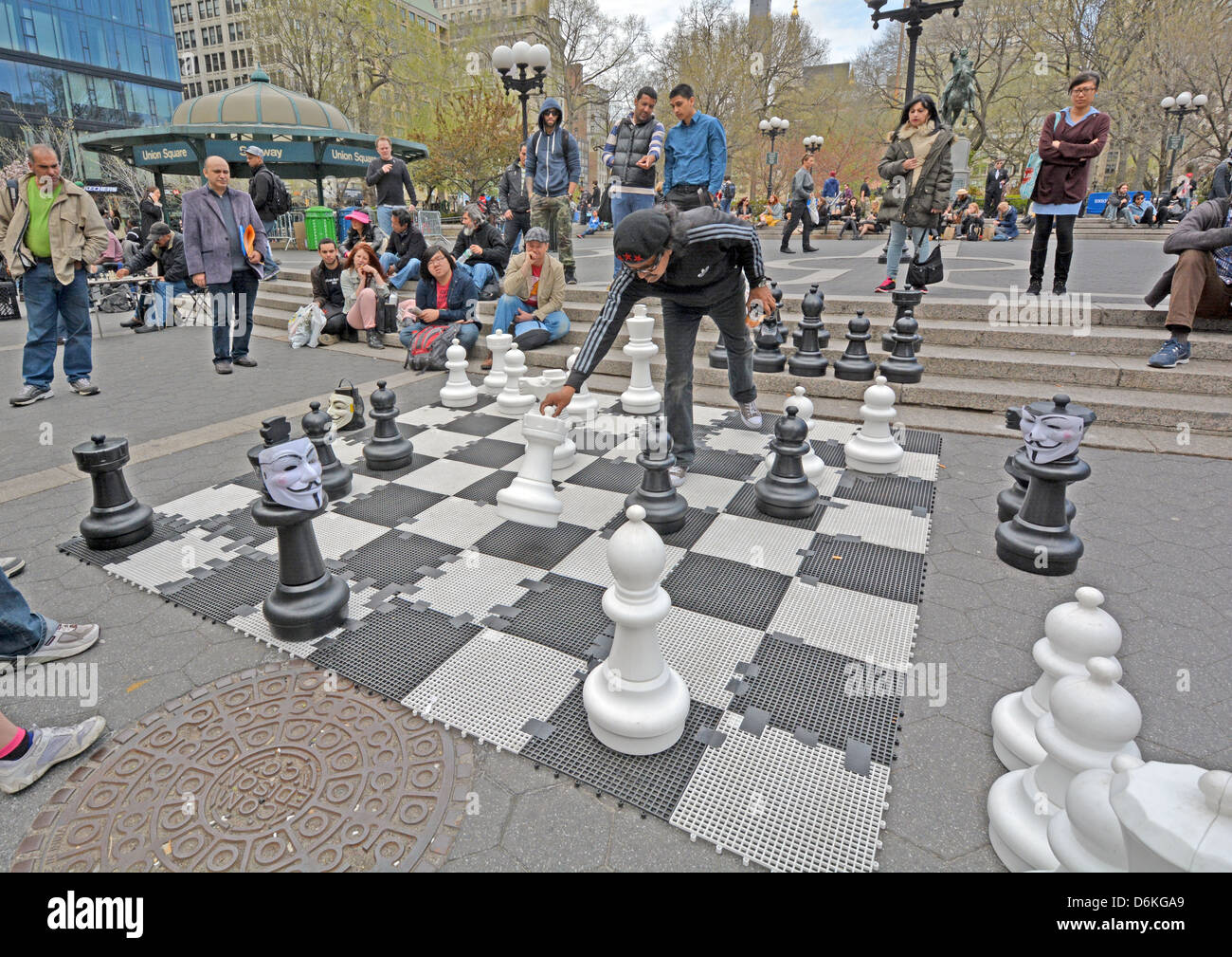 Chess game in Union Square Park in New York City played with life size  pieces Stock Photo - Alamy