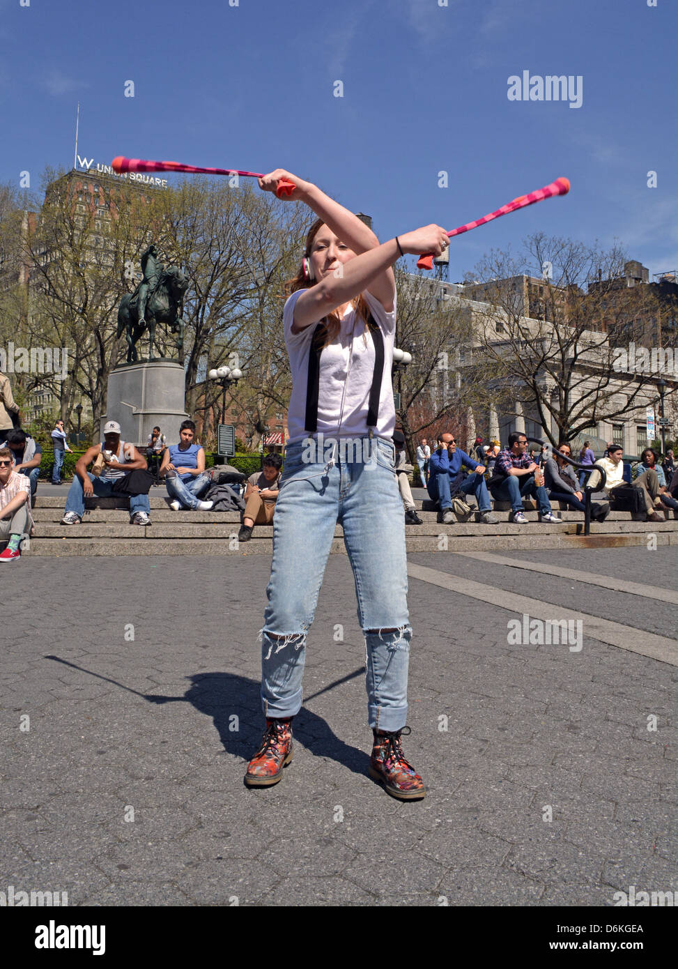 Poi Performance Young lady performing POI performance art in Union Square Park in New ...