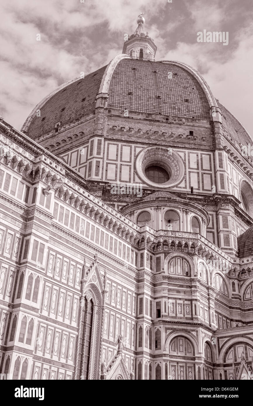 Duomo Cathedral, Florence, Italy in Black and White Sepia Tone Stock ...