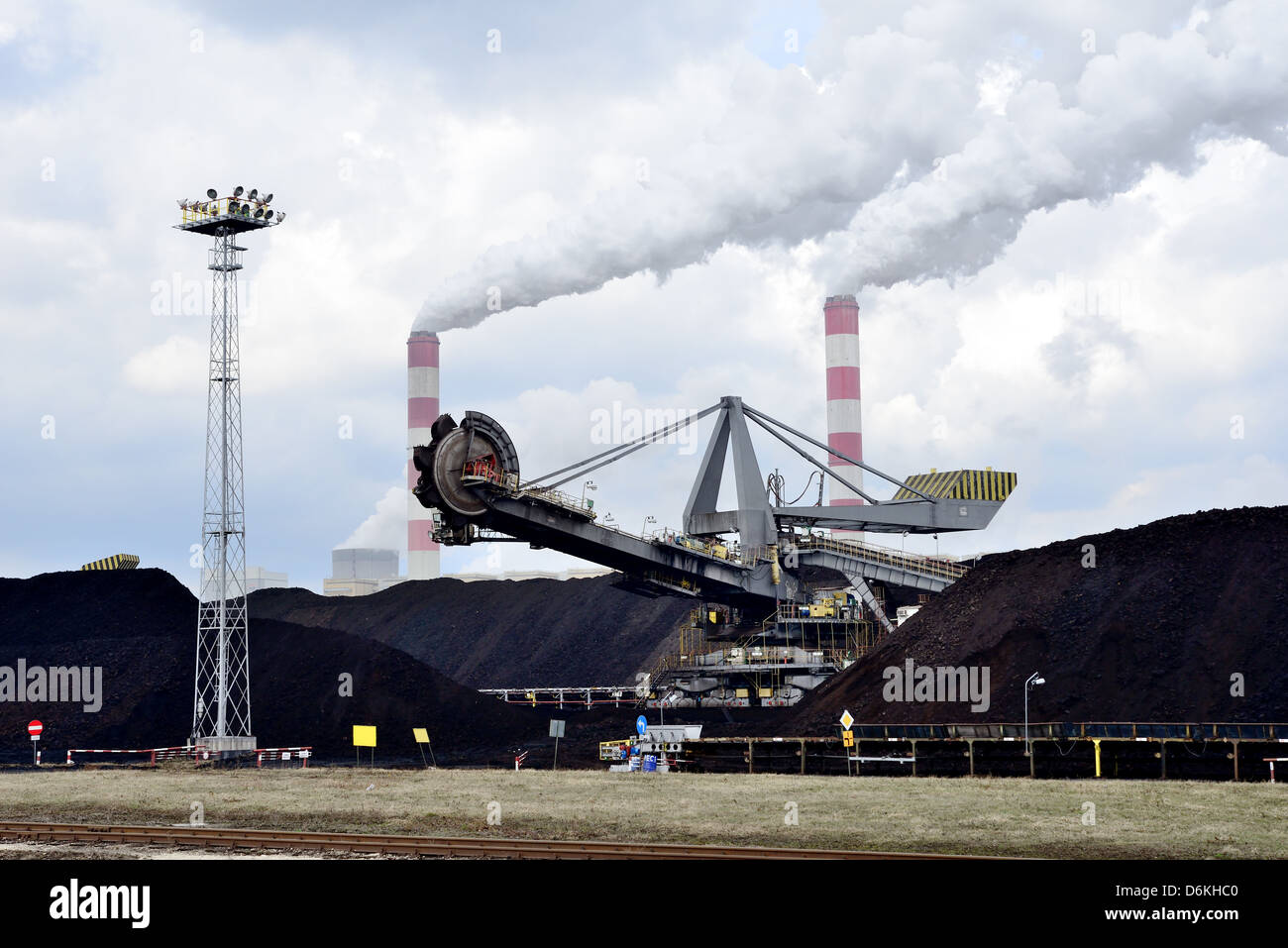 The biggest brown coal power plant of Europe in Belchatow, Poland Stock Photo