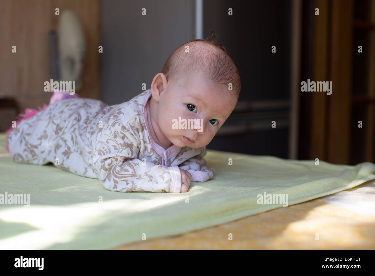A Cute Newborn Little Baby Girl With Blue Eyes Use It For A Child