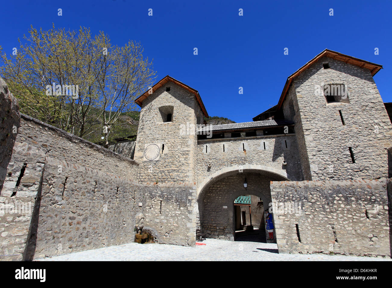 The medieval village of Colmars les Alpes Stock Photo