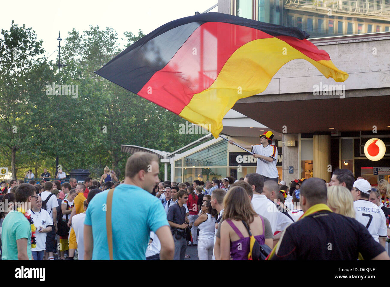 Berlin, Germany, German fans cheer on the Kurfuerstendamm after the second round victory Stock Photo