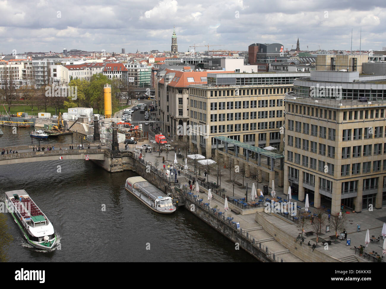 Berlin, Germany, overlooking the river and the SpreePalais in Berlin-Mitte Stock Photo