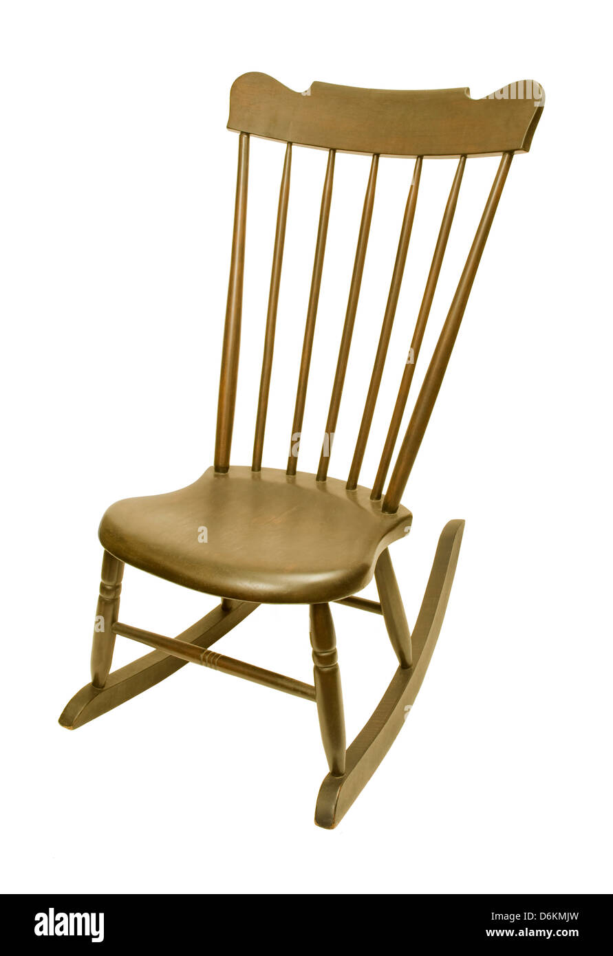 Vintage antique rocking chair against white background Stock Photo