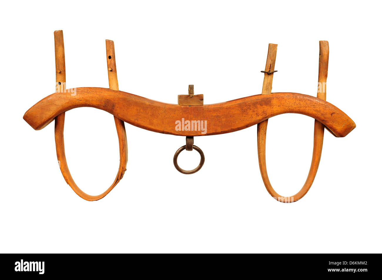 Bow yoke for oxen against white Stock Photo