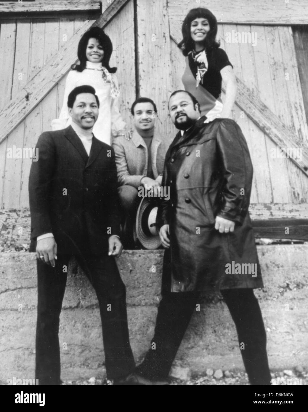 5th DIMENSION  Promotional photo of US vocal group about 1967. See Description below for names Stock Photo
