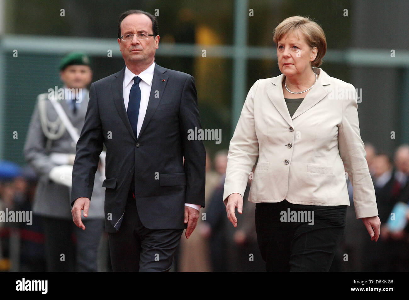 Berlin, Germany, German Chancellor Angela Merkel, CDU, and Francois Hollande, State President of the French Republic Stock Photo