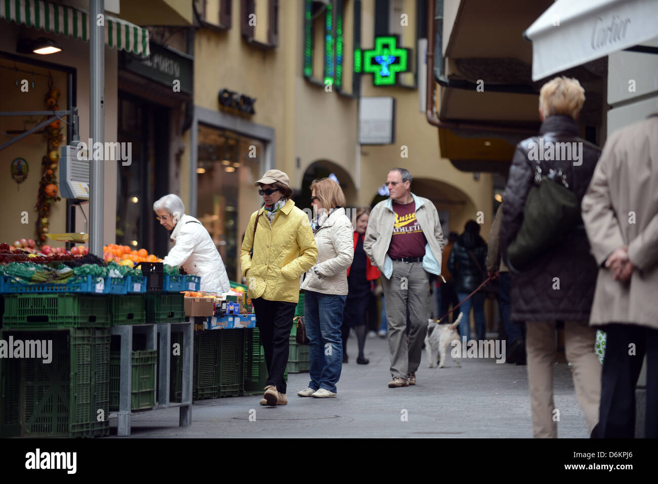 Lugano, Switzerland, shopping street in the center of Lugano Stock Photo
