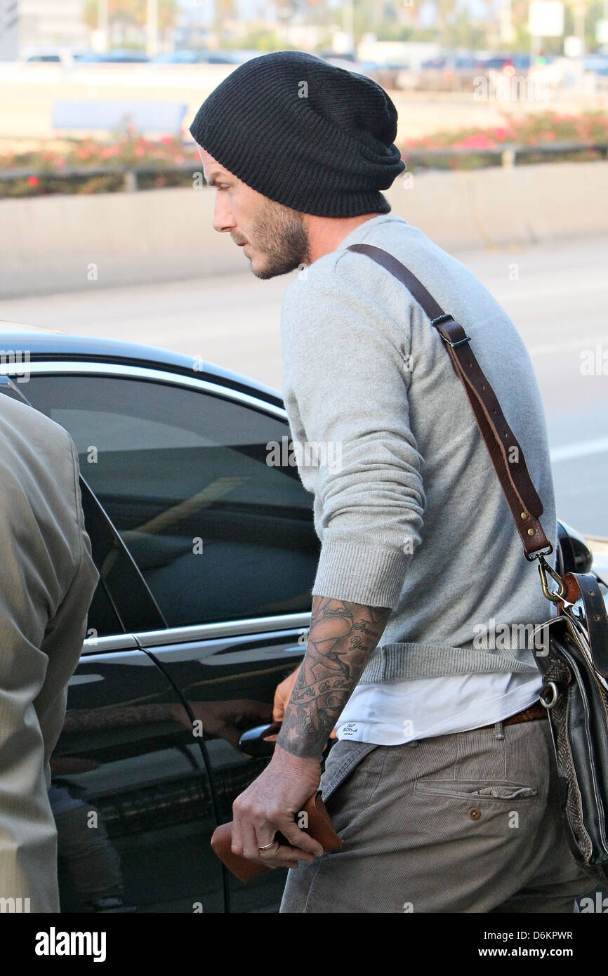 David Beckham arrives at LAX airport separately from his LA Galaxy