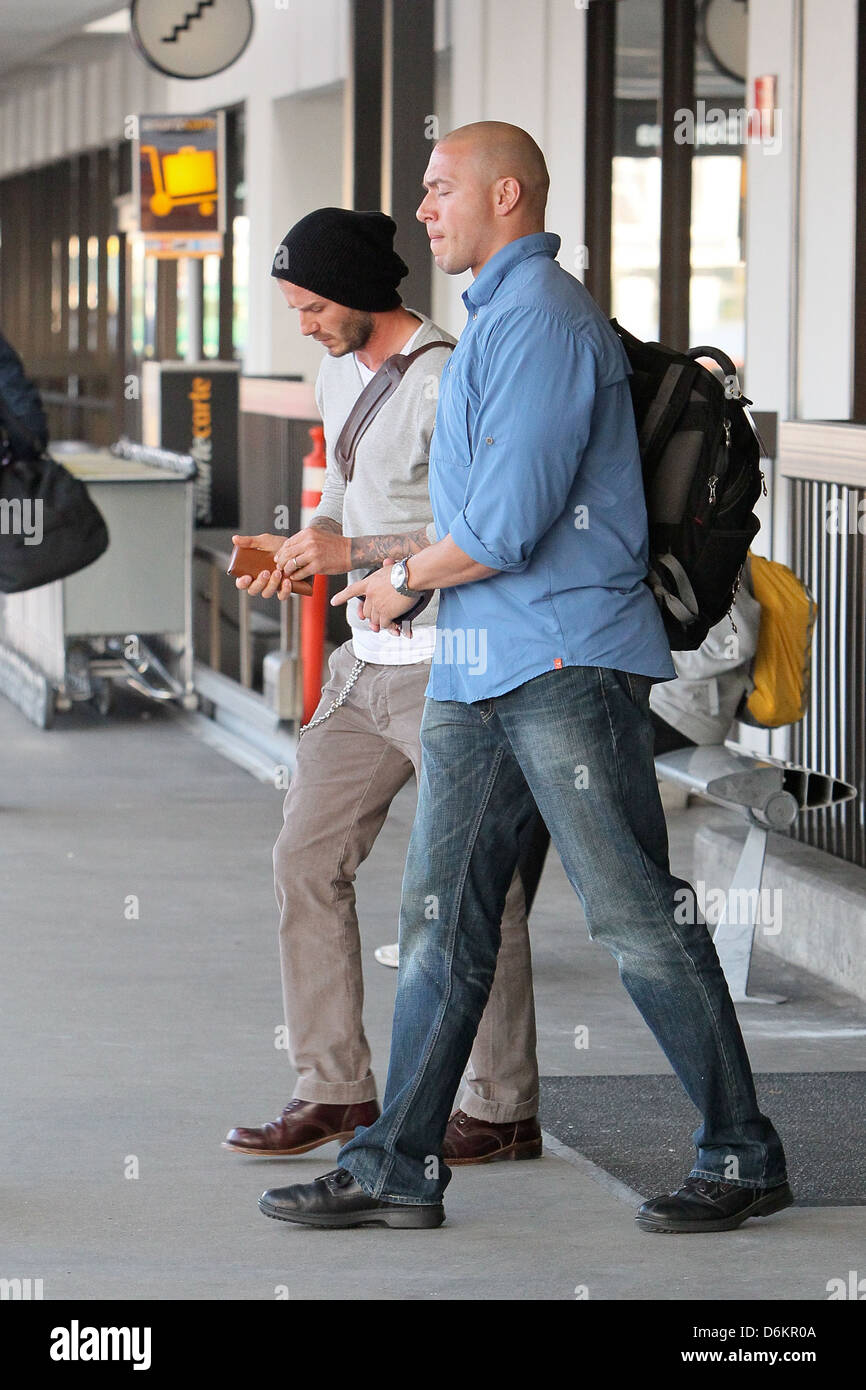 David Beckham arrives at LAX airport separately from his LA Galaxy