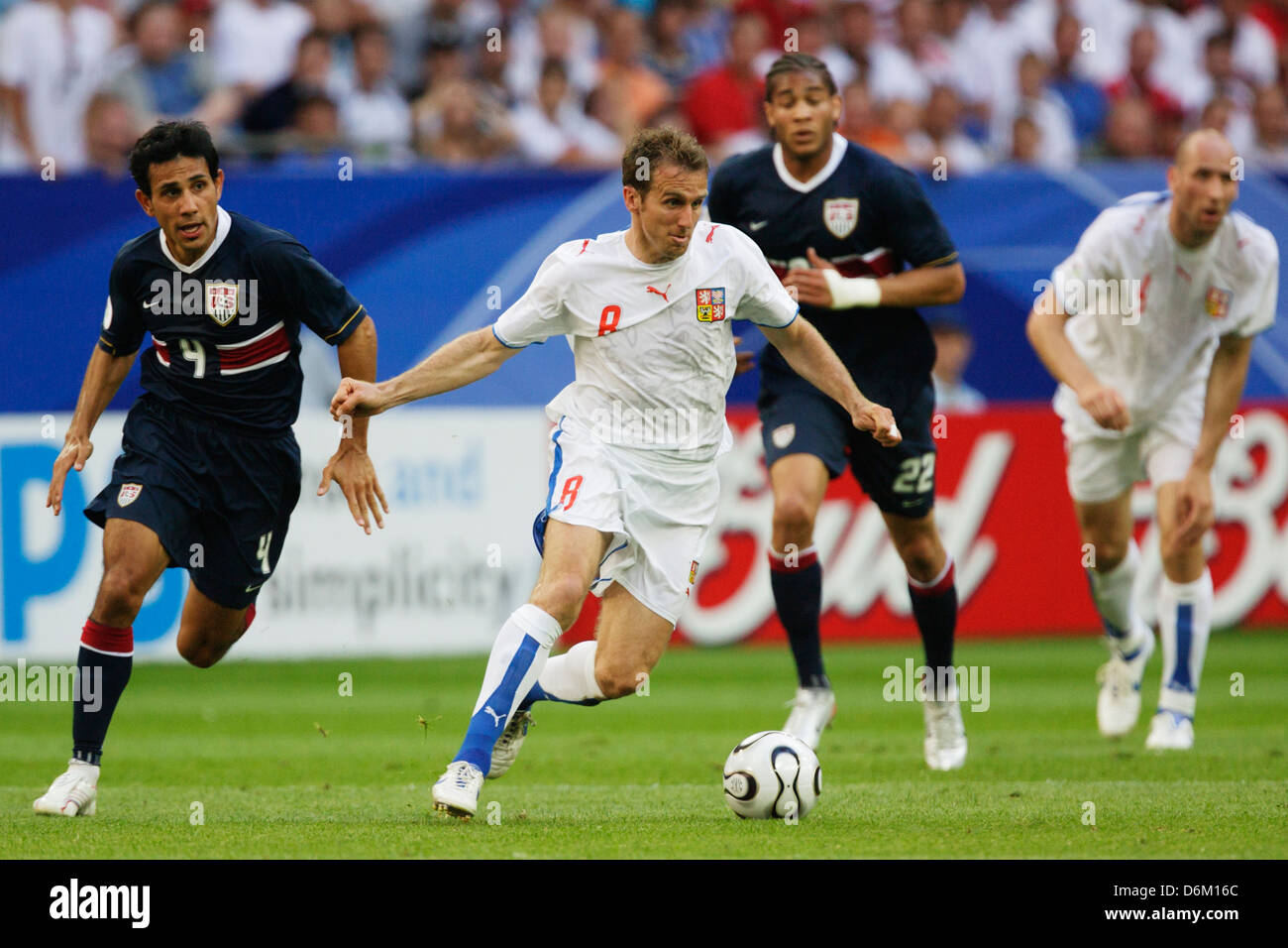 Karel Poborsky of the Czech Republic (8) on the ball during a FIFA World Cup Group E match against the United States. Stock Photo