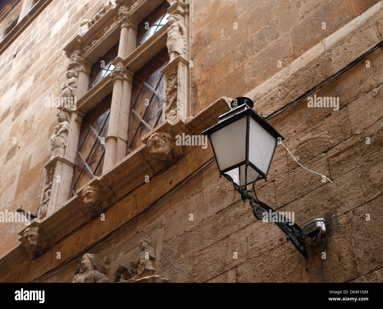Details in walls amongst streets of Palma de Majorca city center, Spain Stock Photo