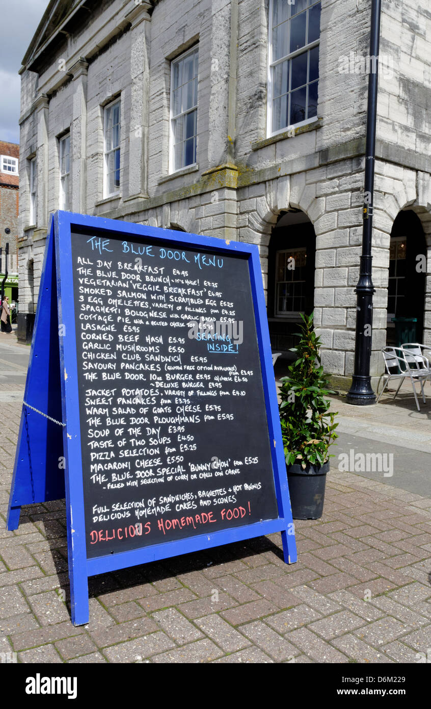 Menu Sign The Blue Door Cafe Newport Isle Of Wight England Uk