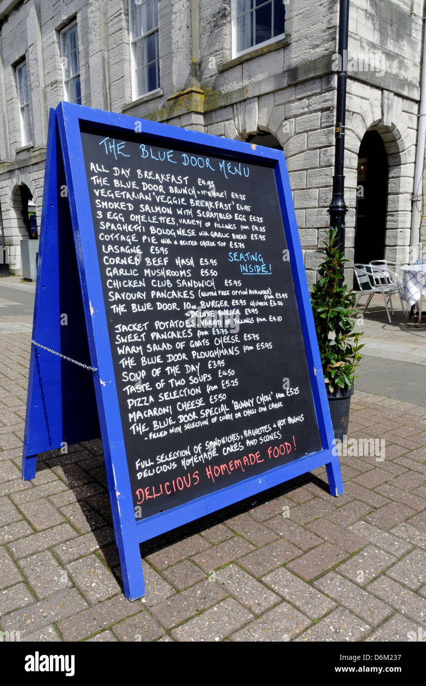 Menu Sign The Blue Door Cafe Newport Isle Of Wight England Uk