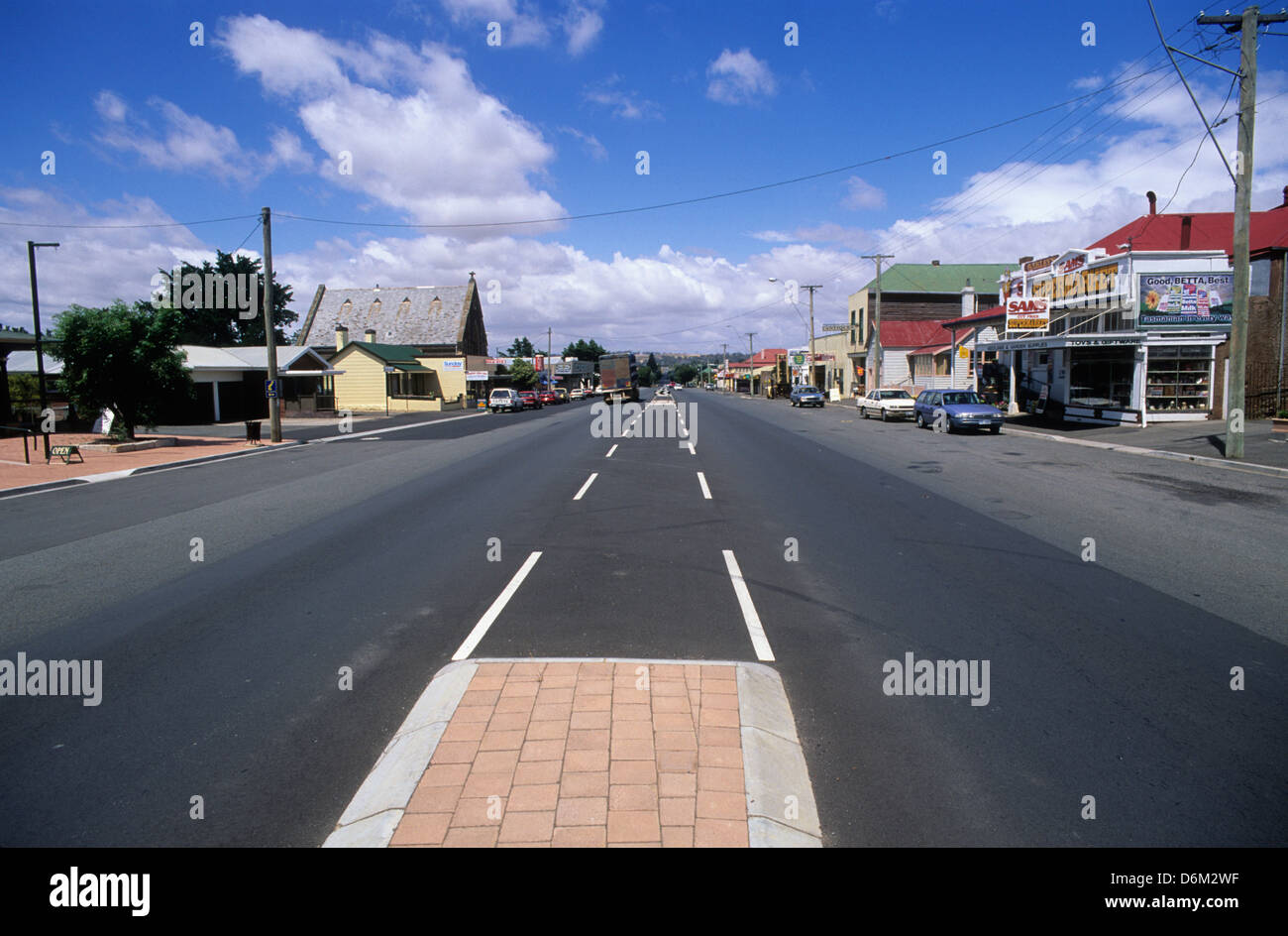 Australia, Tasmania, Campbell town, the main street, as most people would see it passing from Launceston to Hobart. Stock Photo