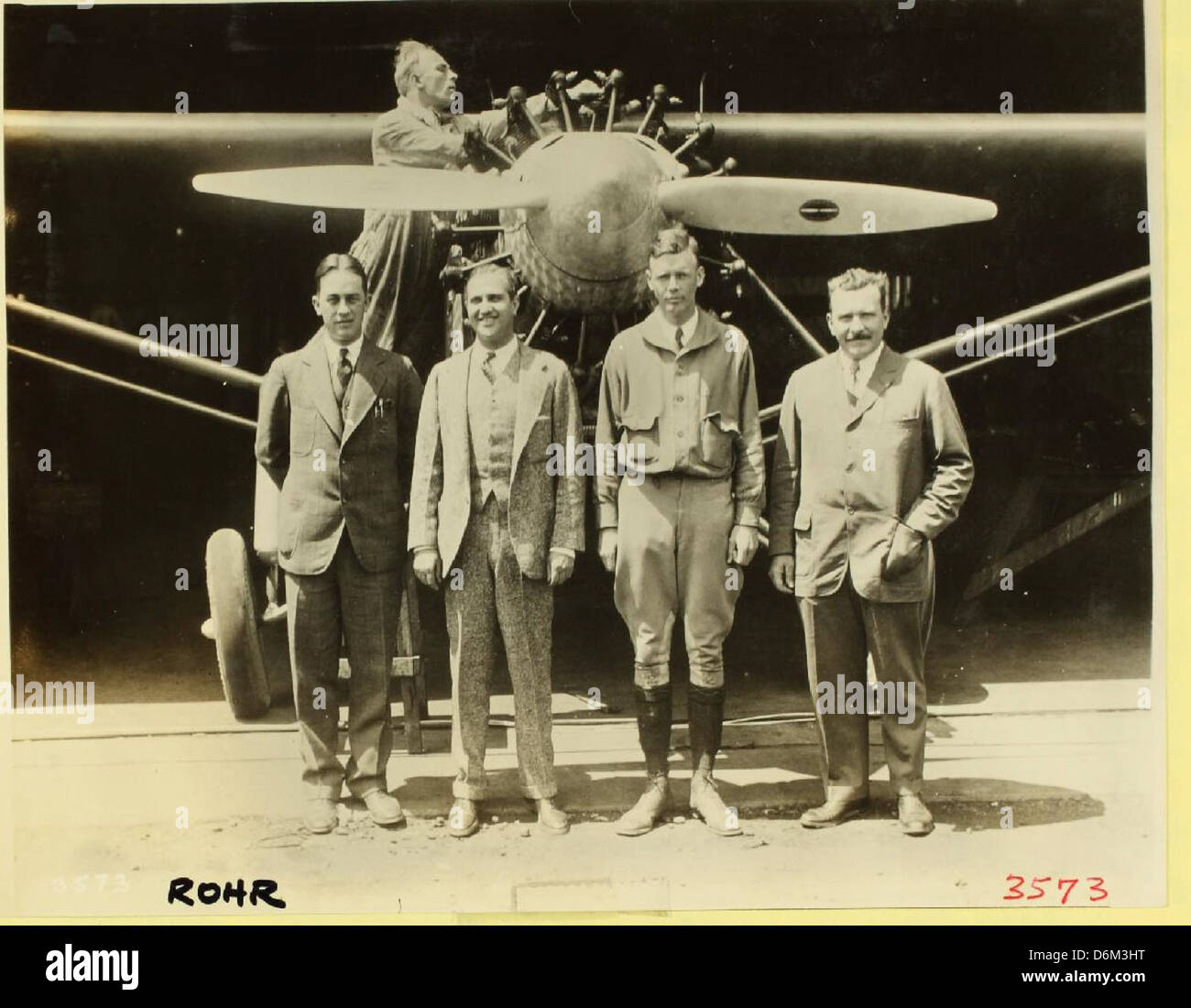 This iconic image features Charles Lindbergh with the Spirit of St ...