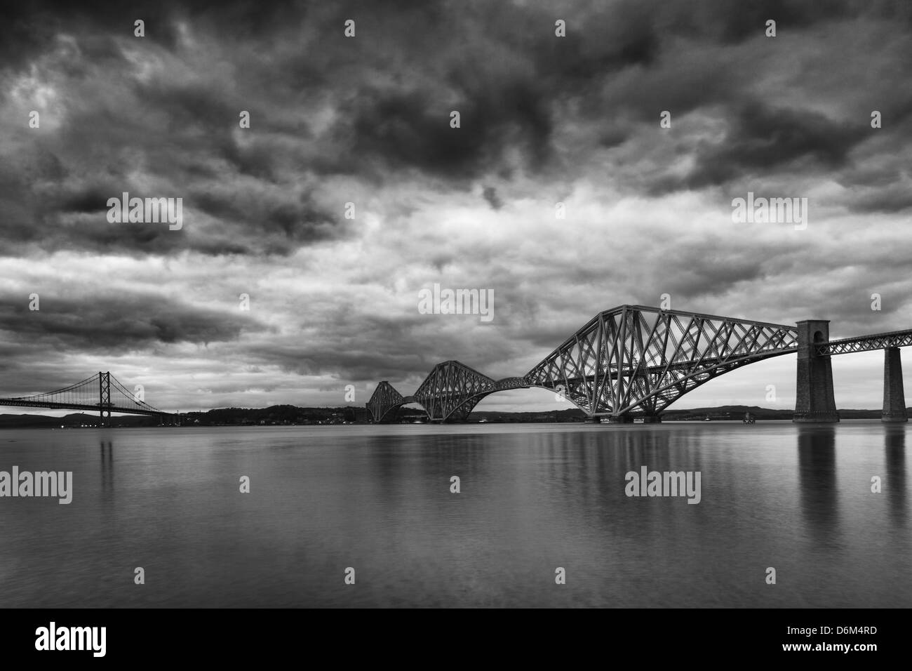 Scotland, Edinburgh, Forth Railway Bridge & Road Bridge connecting