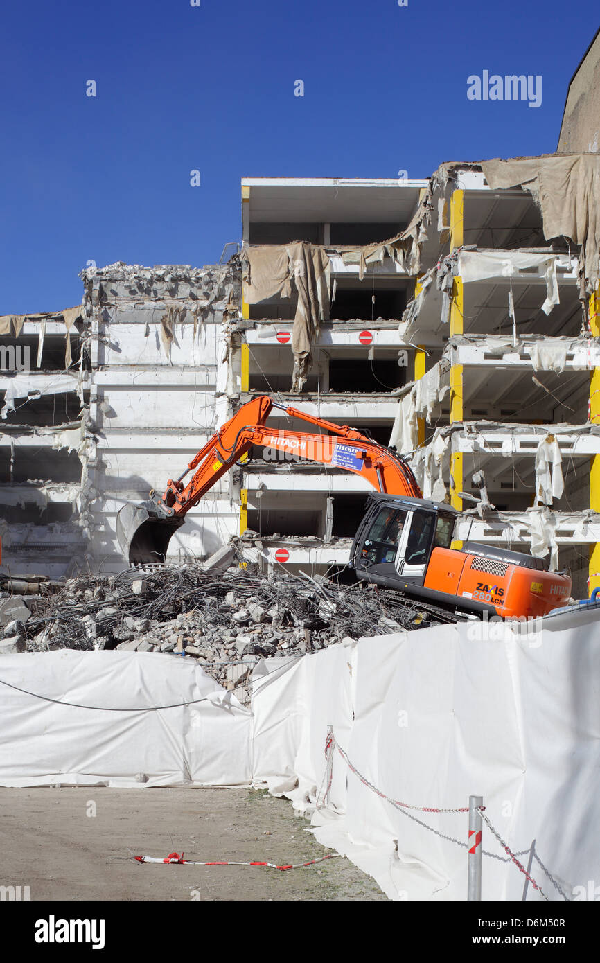 Berlin, Germany, demolition of a parking garage between employees of the French road and Behrenstrasse Stock Photo