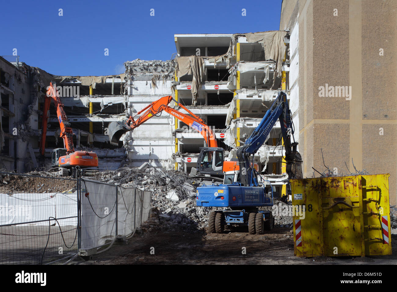 Berlin, Germany, demolition of a parking garage between employees of the French road and Behrenstrasse Stock Photo