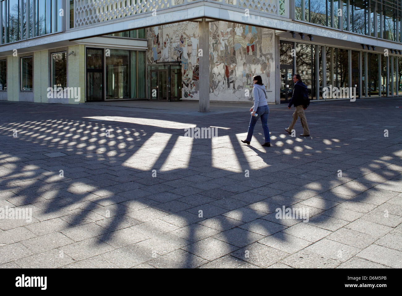 Berlin, Germany, the shadow of the Cafe Moskau on Karl-Marx-Allee in Berlin-Mitte Stock Photo