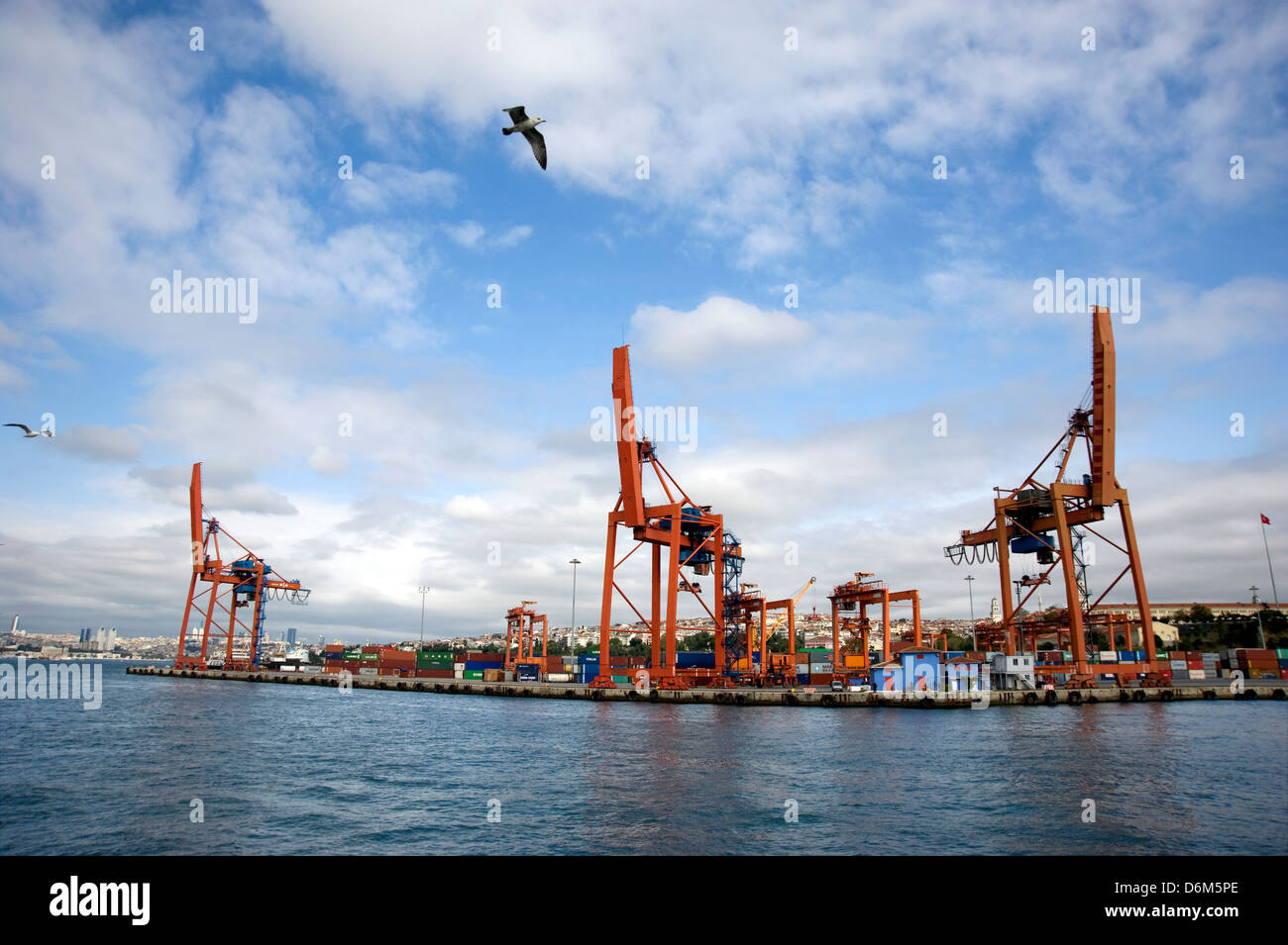Loading docks on the Bosphorus Sea in Istanbul Stock Photo