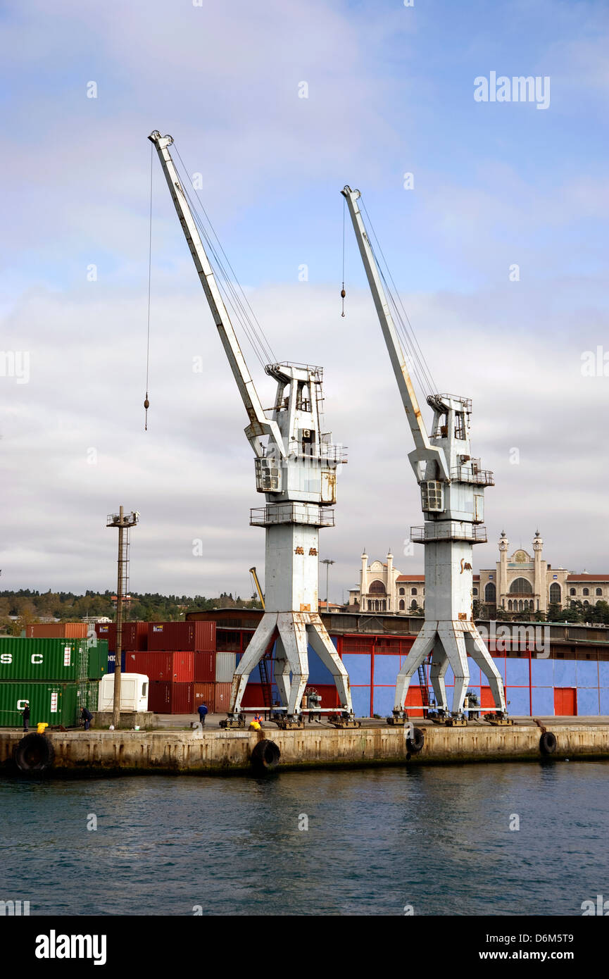 Loading docks on the Bosporus Sea in Istanbul Stock Photo