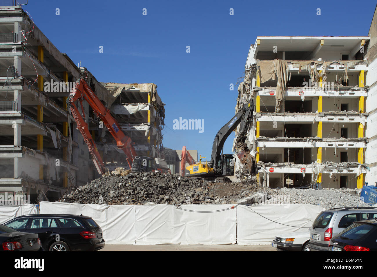 Berlin, Germany, demolition of a parking garage between employees of the French road and Behrenstrasse Stock Photo