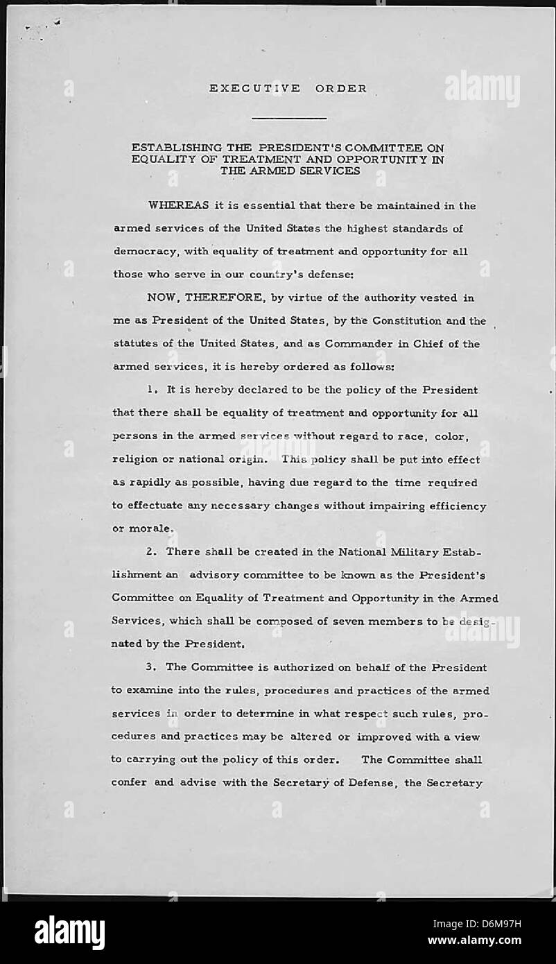 Executive Order 9981a Stock Photo Alamy
