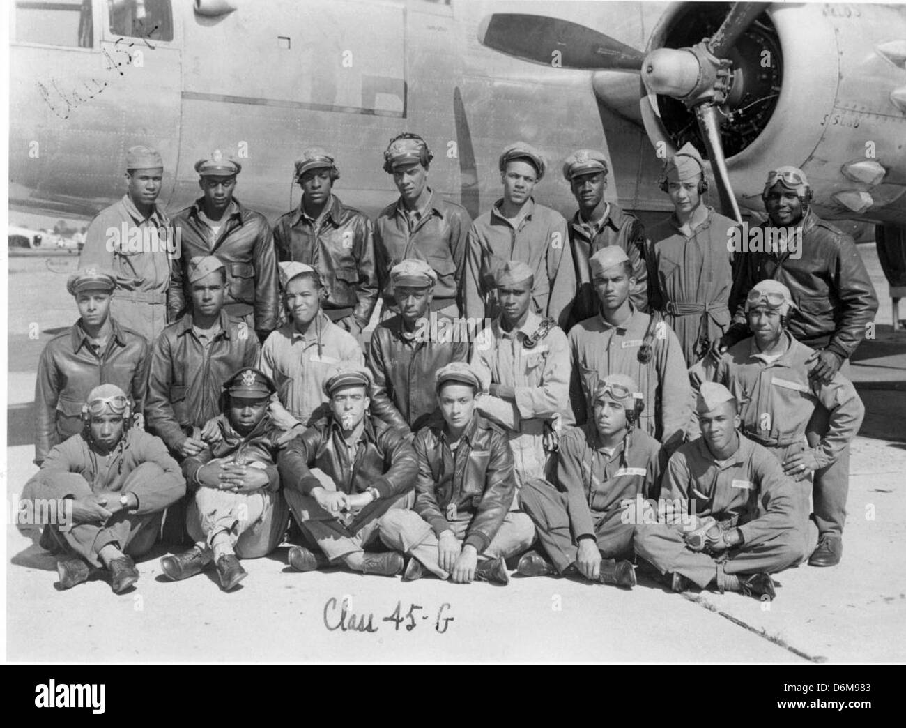 Tuskegee Airmen Class 45-G WW2 African American Pilots 1940s Photo