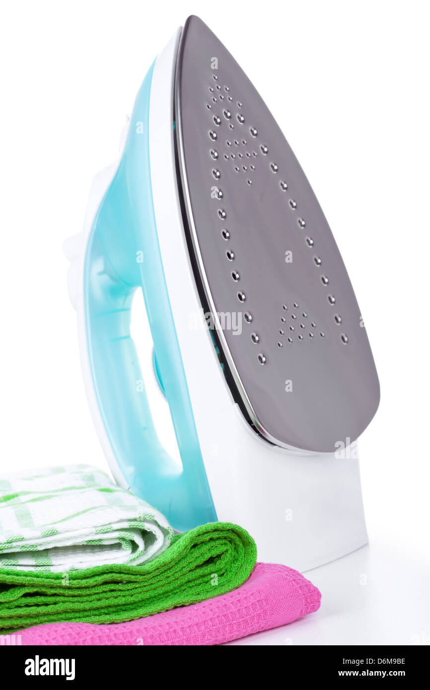 Electric iron and color clothes Stock Photo Alamy