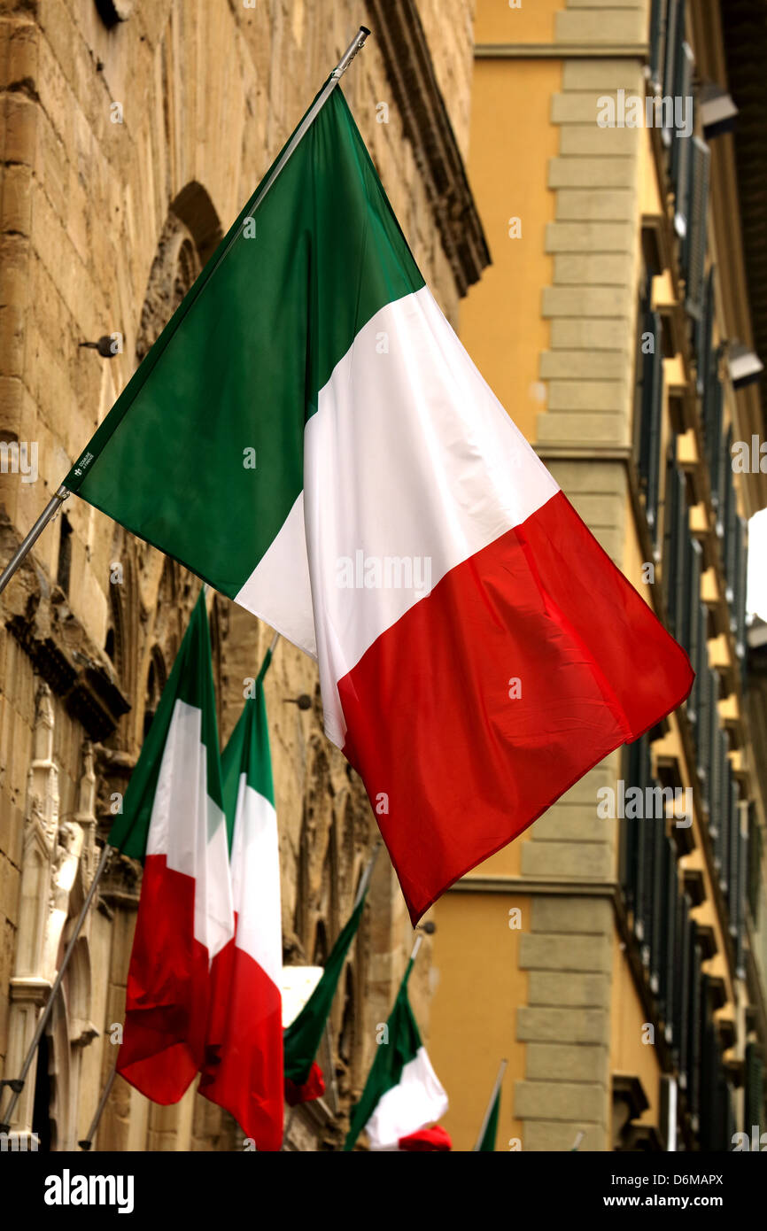 Italian flag flying in Florence Italy Stock Photo - Alamy