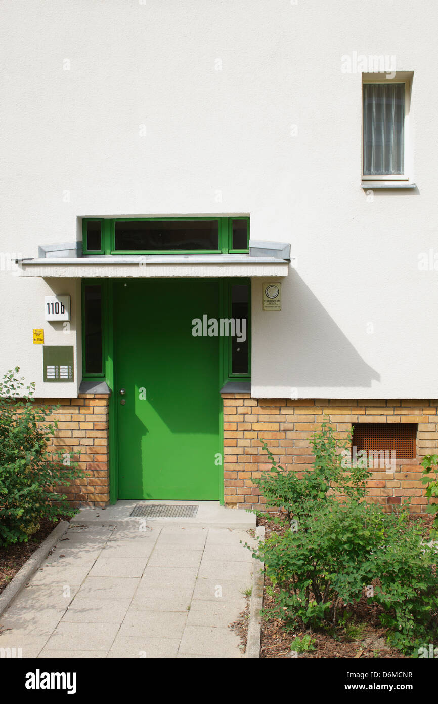 Berlin, Germany, entrance to an apartment building in the residential area Haselhorst Stock Photo