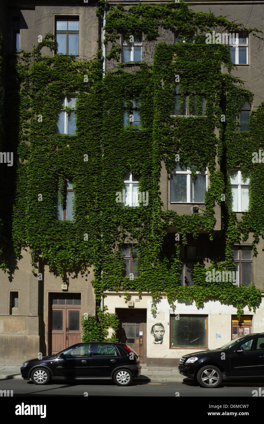 Berlin, Germany, overgrown with Rankgewaechs facade of an old building Stock Photo