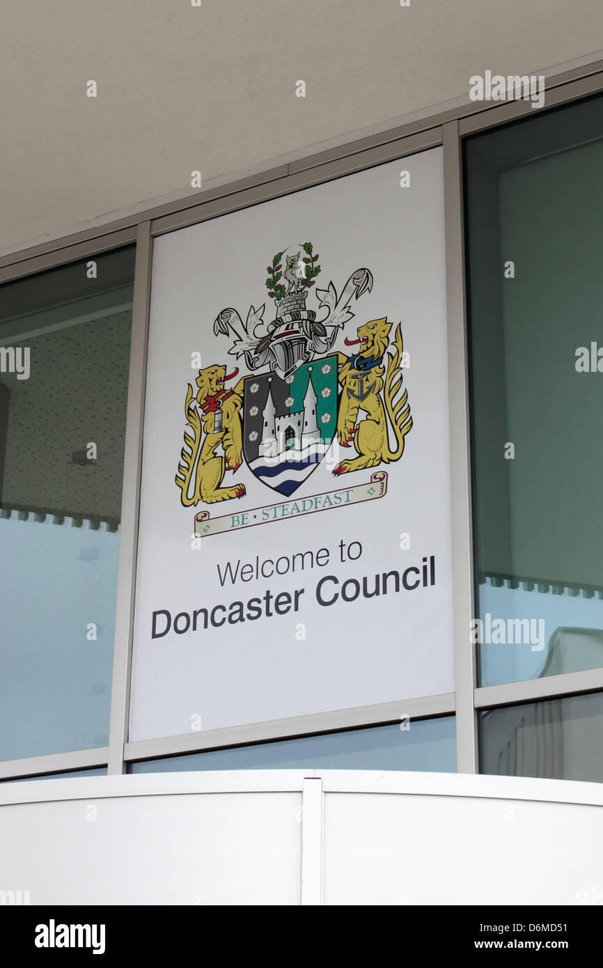 Doncaster Council Offices Welcome Sign Stock Photo
