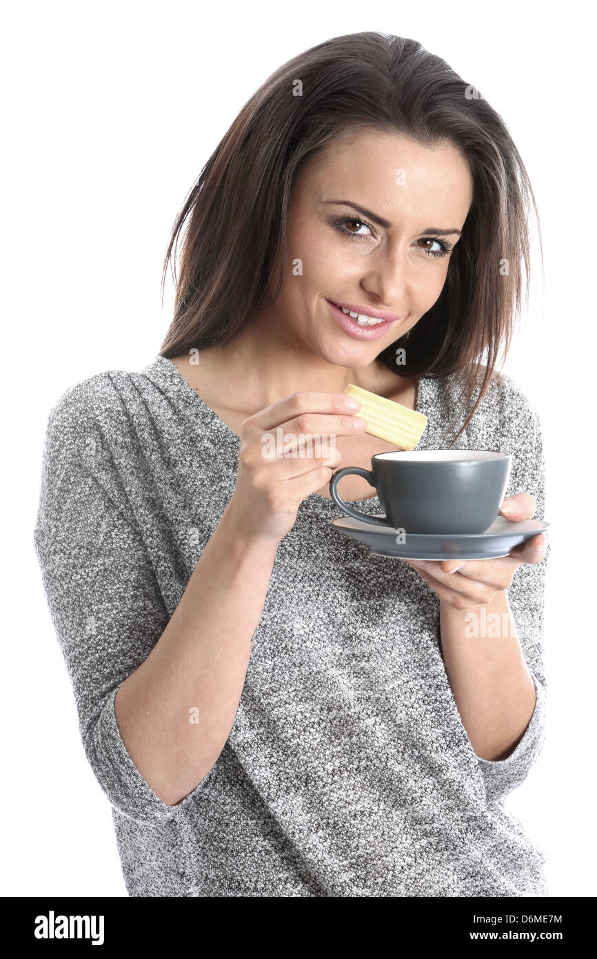 Model Released. Woman Drinking a Cup of Coffee Stock Photo