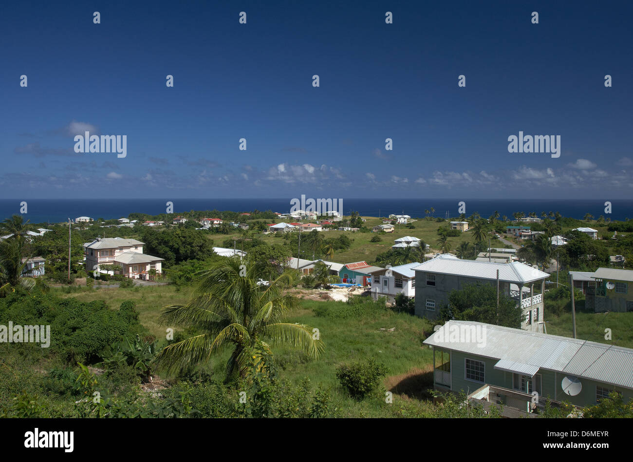 Collins, Barbados, overlooking Collins with typical buildings on small