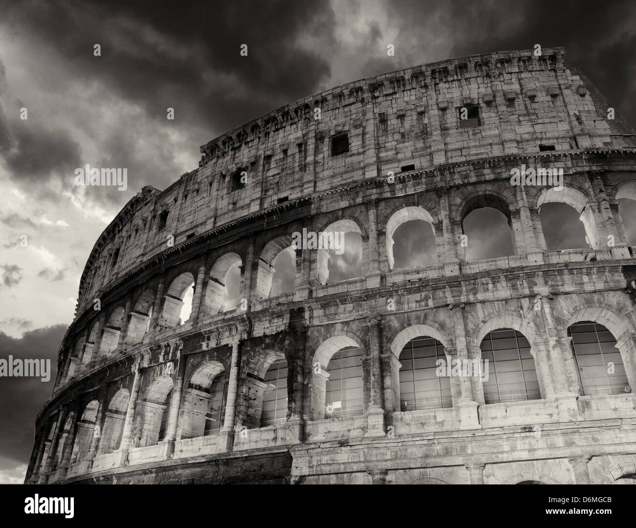 Wonderful view of Colosseum in all its magnificience - Autumn sunset in Rome - Italy Stock Photo