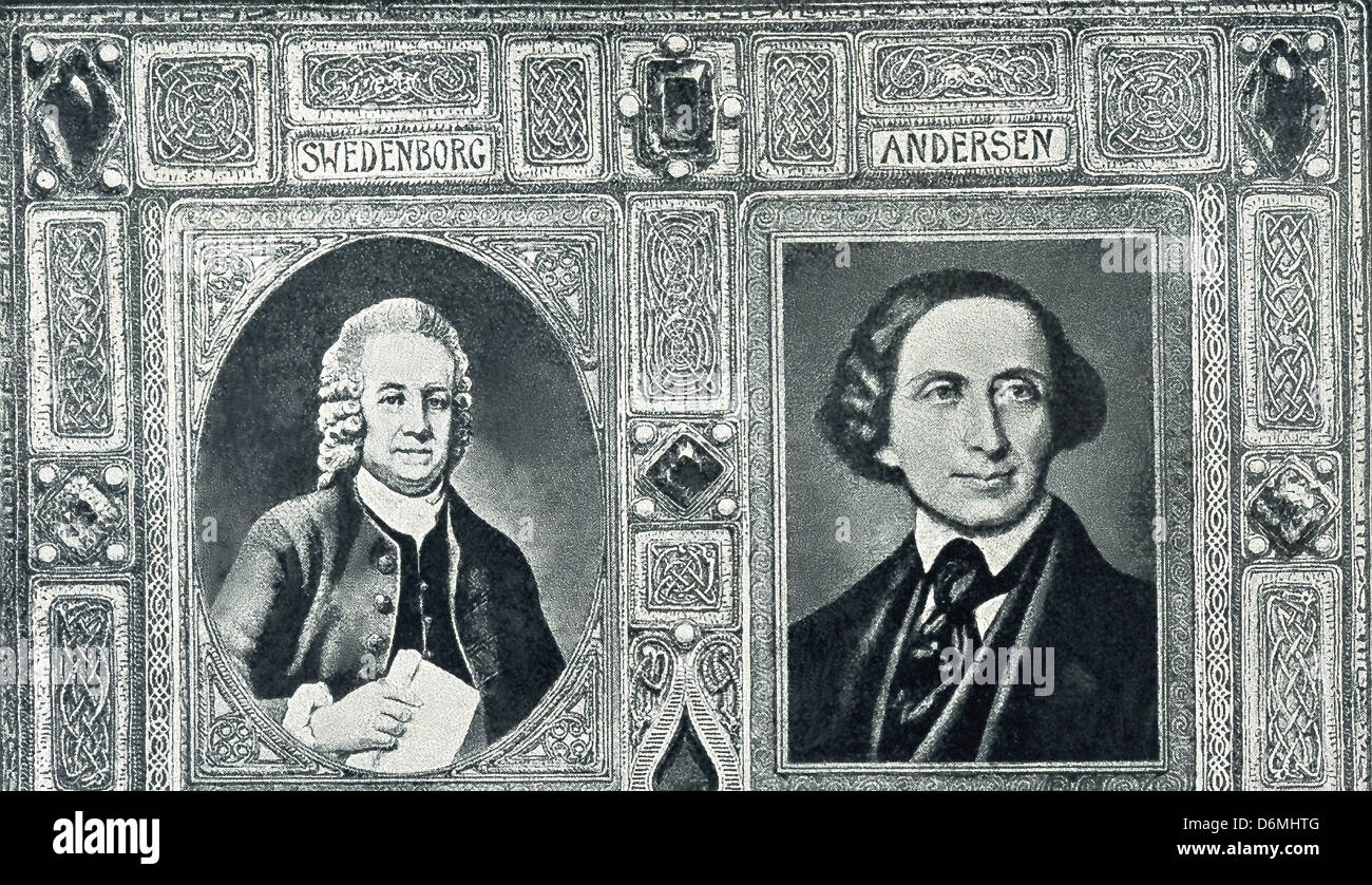 Swedish philosopher Emmanuel Swedenborg and Danish author and poet Hans Christian Andersen Stock Photo