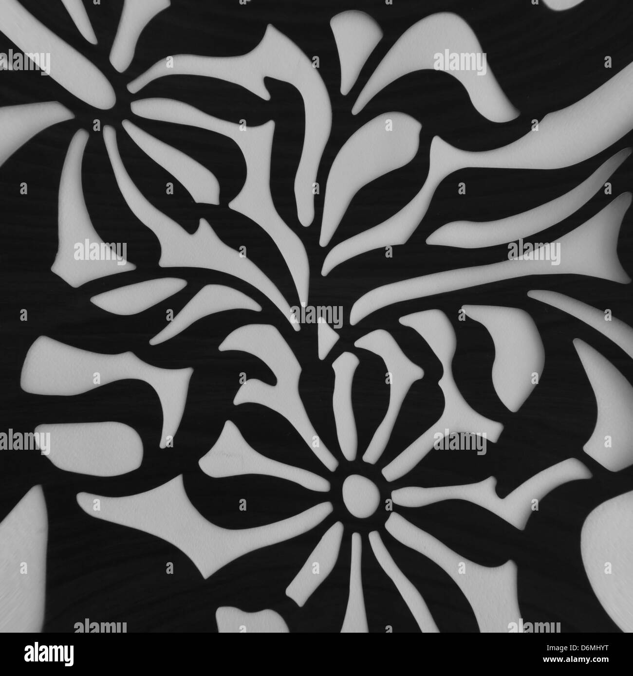 Vintage floral pattern motif. Nature background distorted flowers black and white. Stock Photo