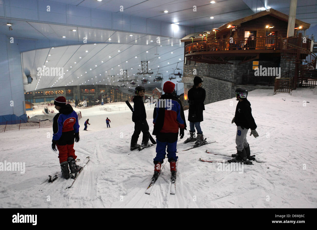 Dubai, United Arab Emirates, children in the indoor Ski Dubai Stock