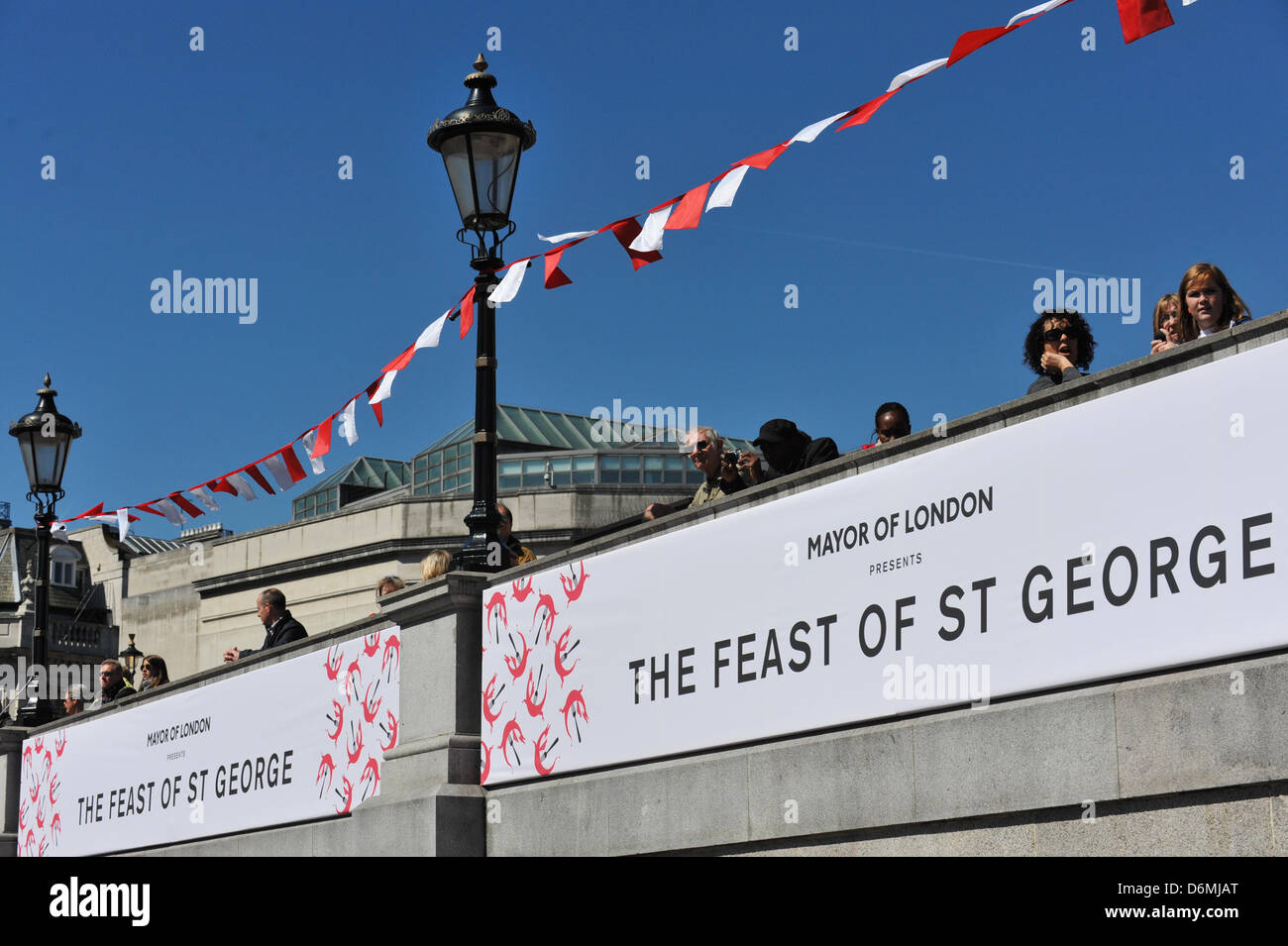 Trafalgar Square London Uk 20th April 2013 Flags And Signs At