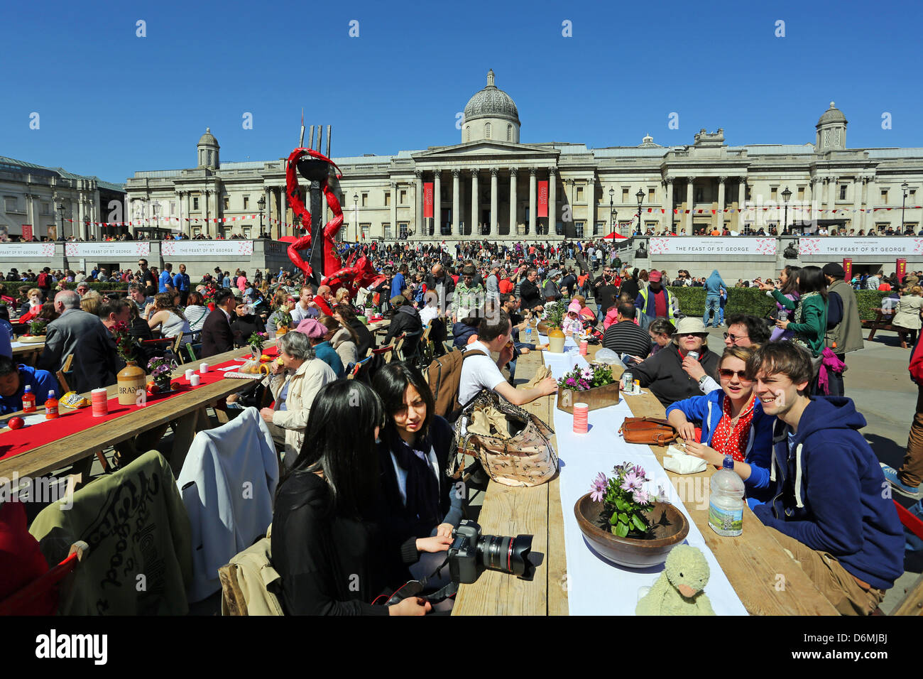 London, UK. 20th April 2013. St. George's Day Celebrations in Trafalgar Square, London. Credit: Paul Brown/ Alamy Live News Stock Photo