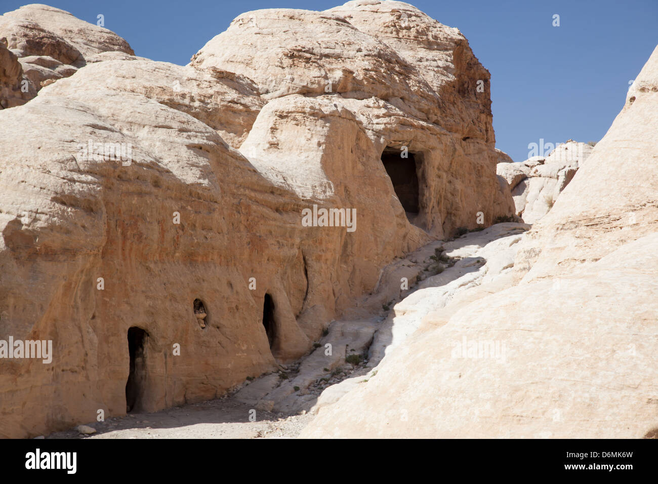 Old structures along the entrance to Petra, Jordan, first Century lost city and a travelers adventure Stock Photo