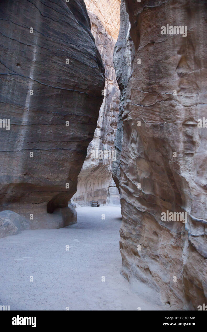 Path along the entrance to Petra, Jordan, first Century lost city and a travelers adventure Stock Photo