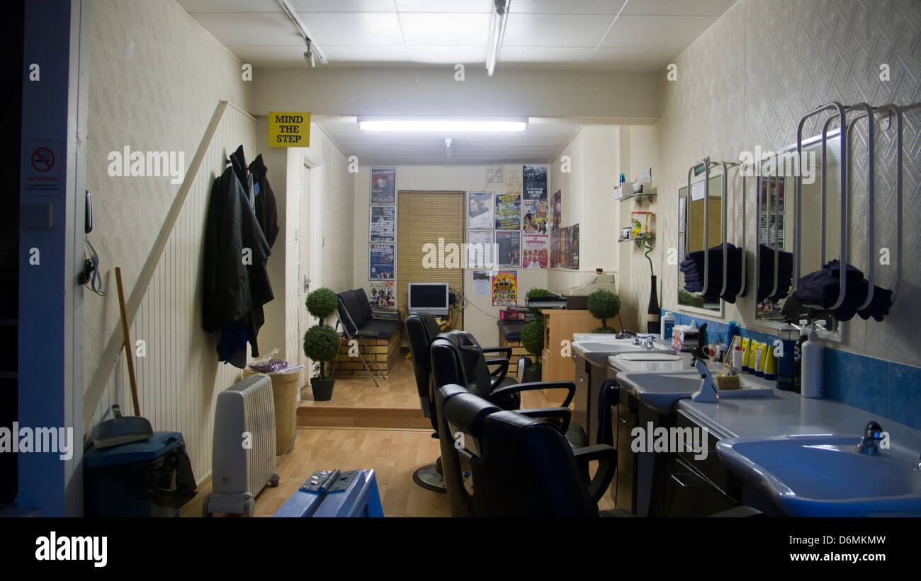 Empty barber's shop interior, Brighton UK Stock Photo