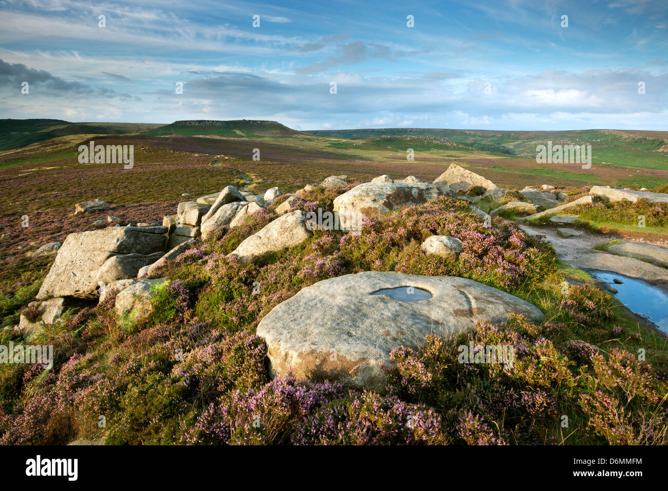 View from Over Owler Tor towards Higger Tor, summers evening, The Peak ...